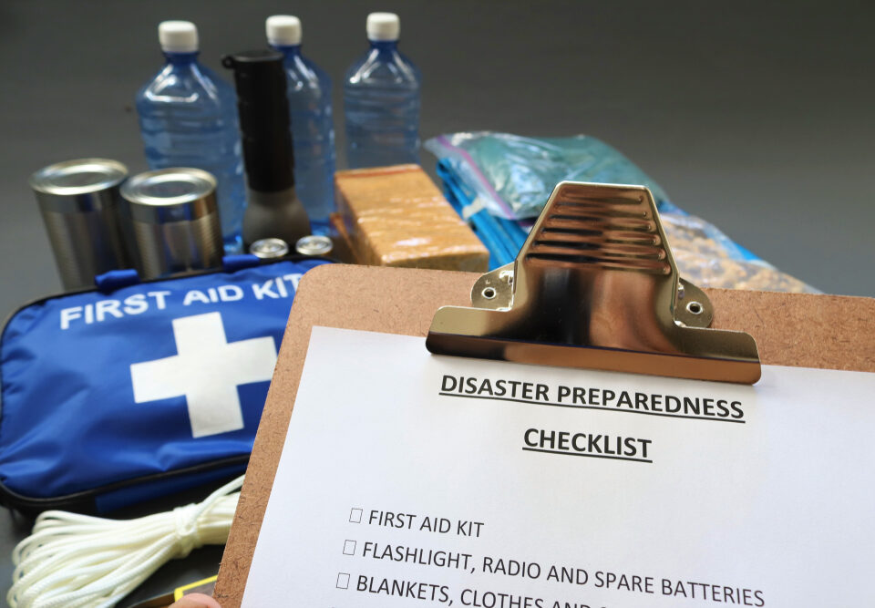 Disaster Preparedness Checklist with first aid kit